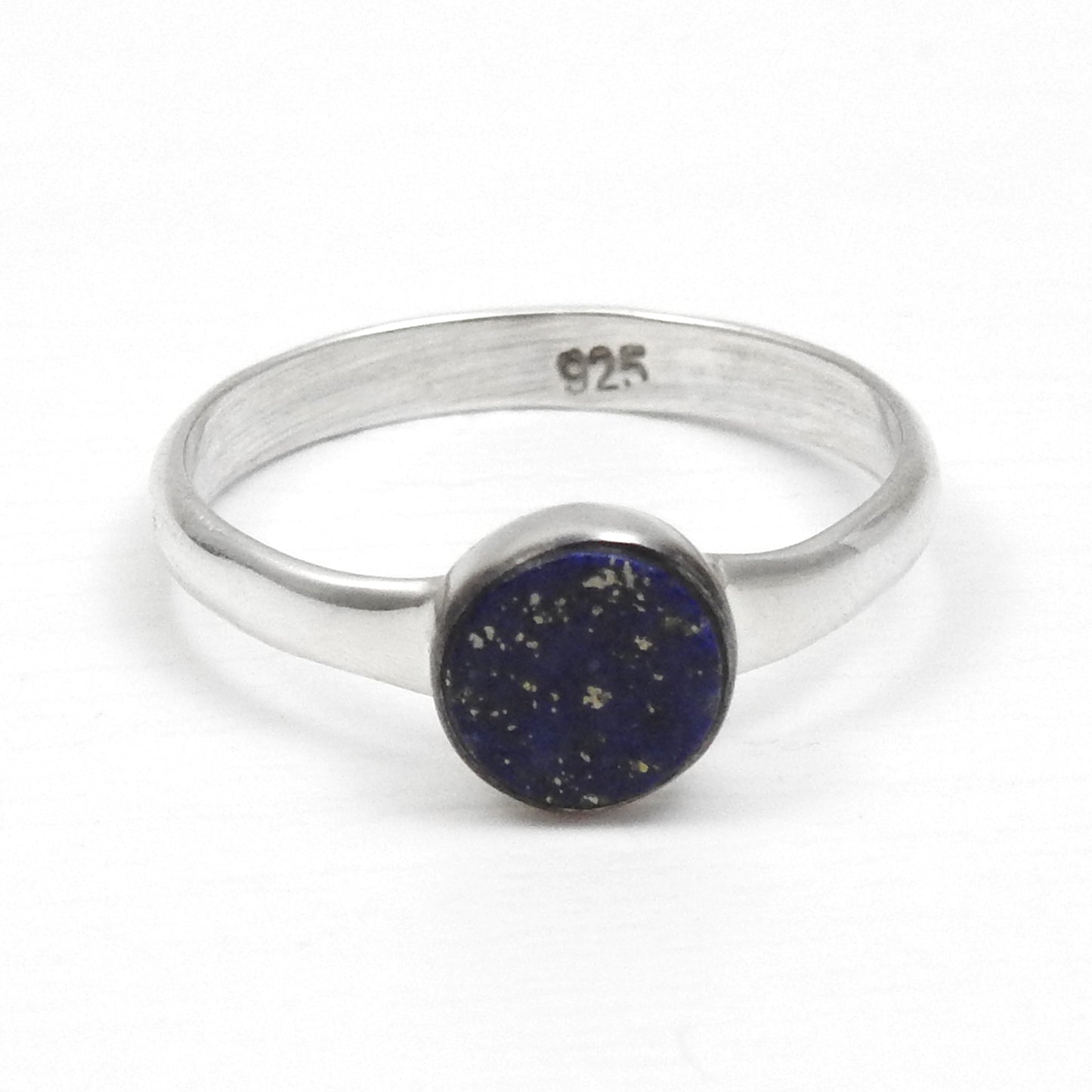 September Birth Stone Natural Lapis Lazuli Sterling Silver Band Ring