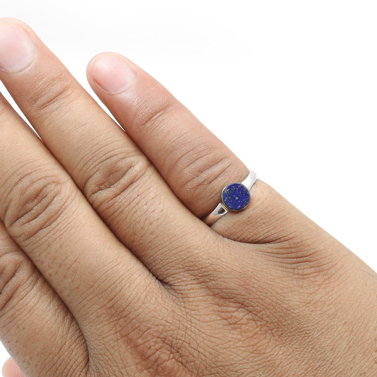 September Birth Stone Natural Lapis Lazuli Sterling Silver Band Ring