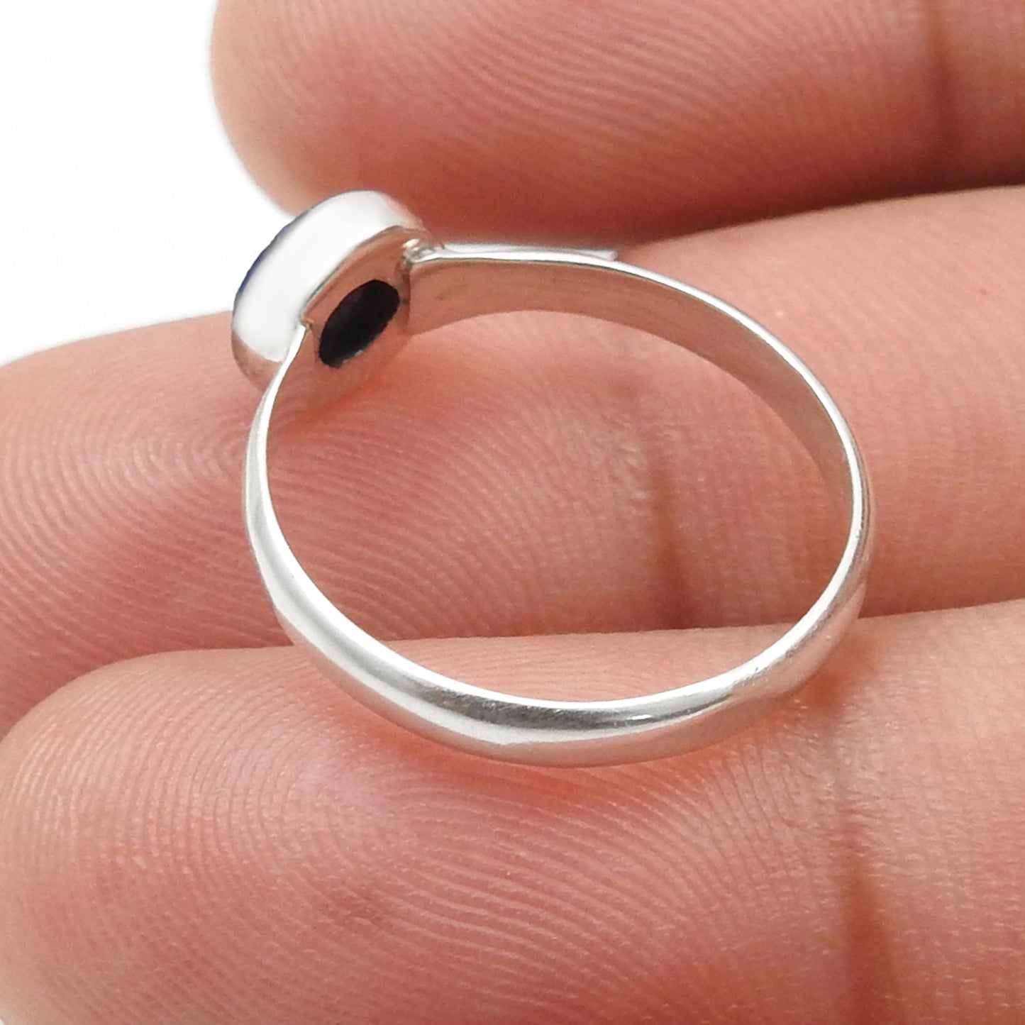 September Birth Stone Natural Lapis Lazuli Sterling Silver Band Ring