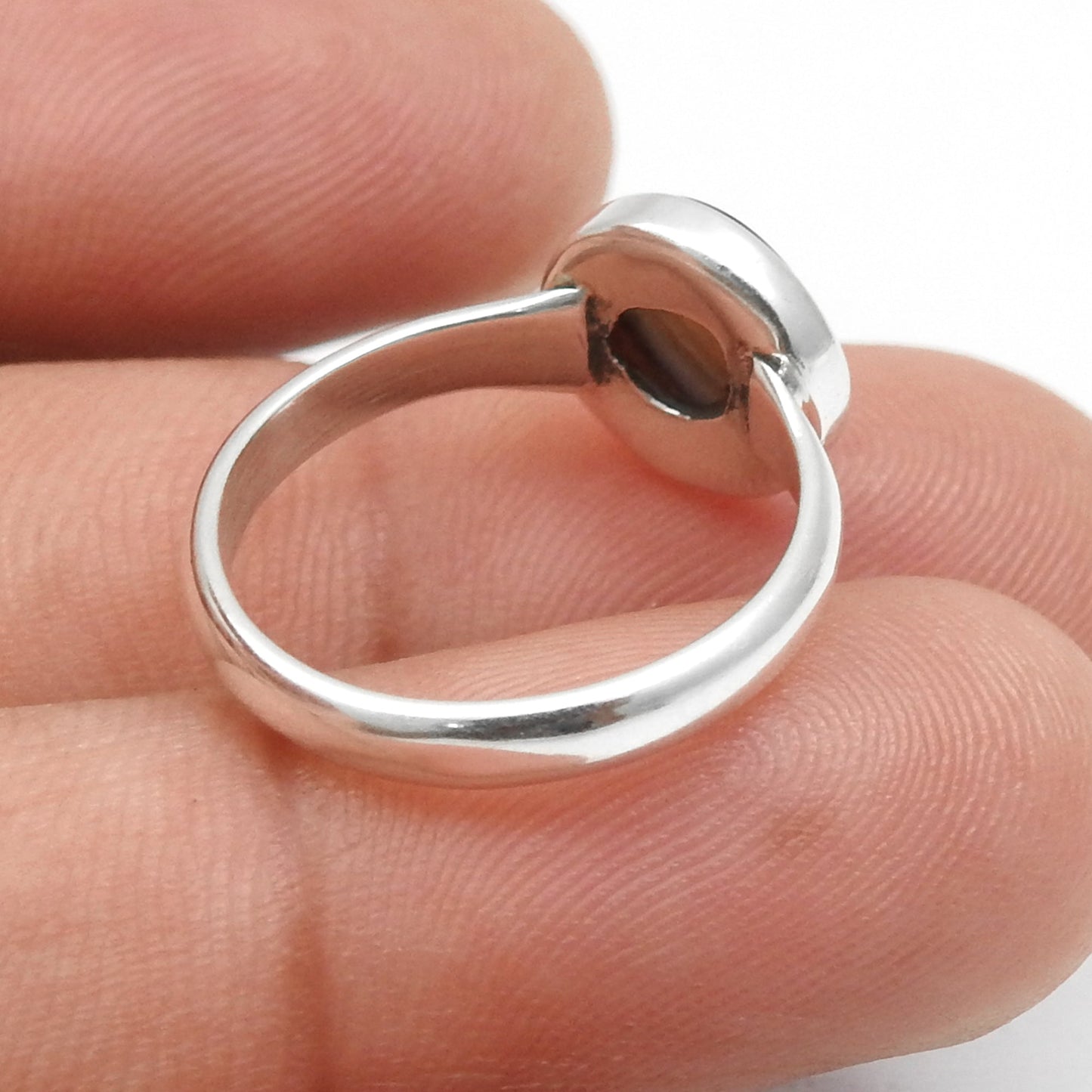925 Sterling Silver Striped Onyx Gemstone Band Ring