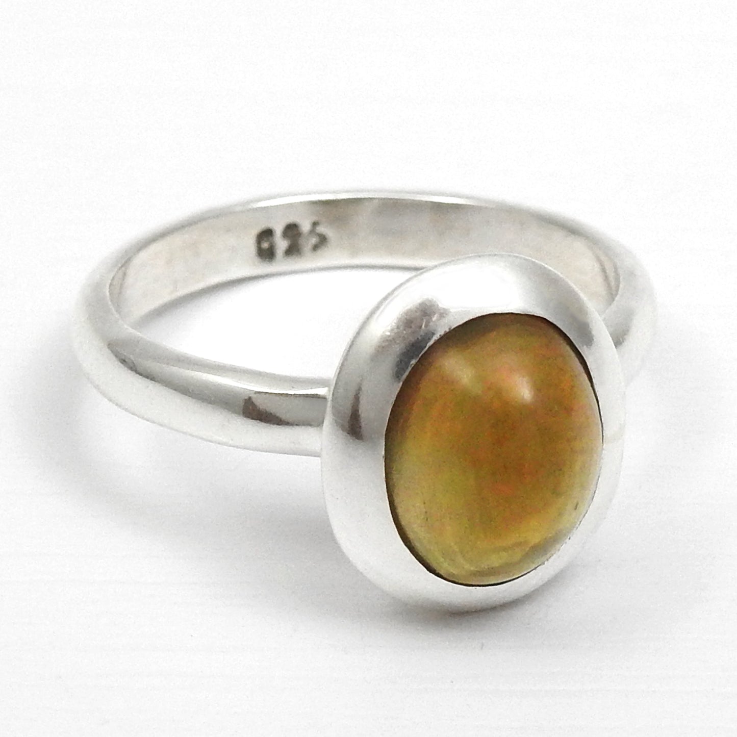 Oval Black Opal Gemstone 925 Sterling Silver Bezel New Band Ring Jewelry