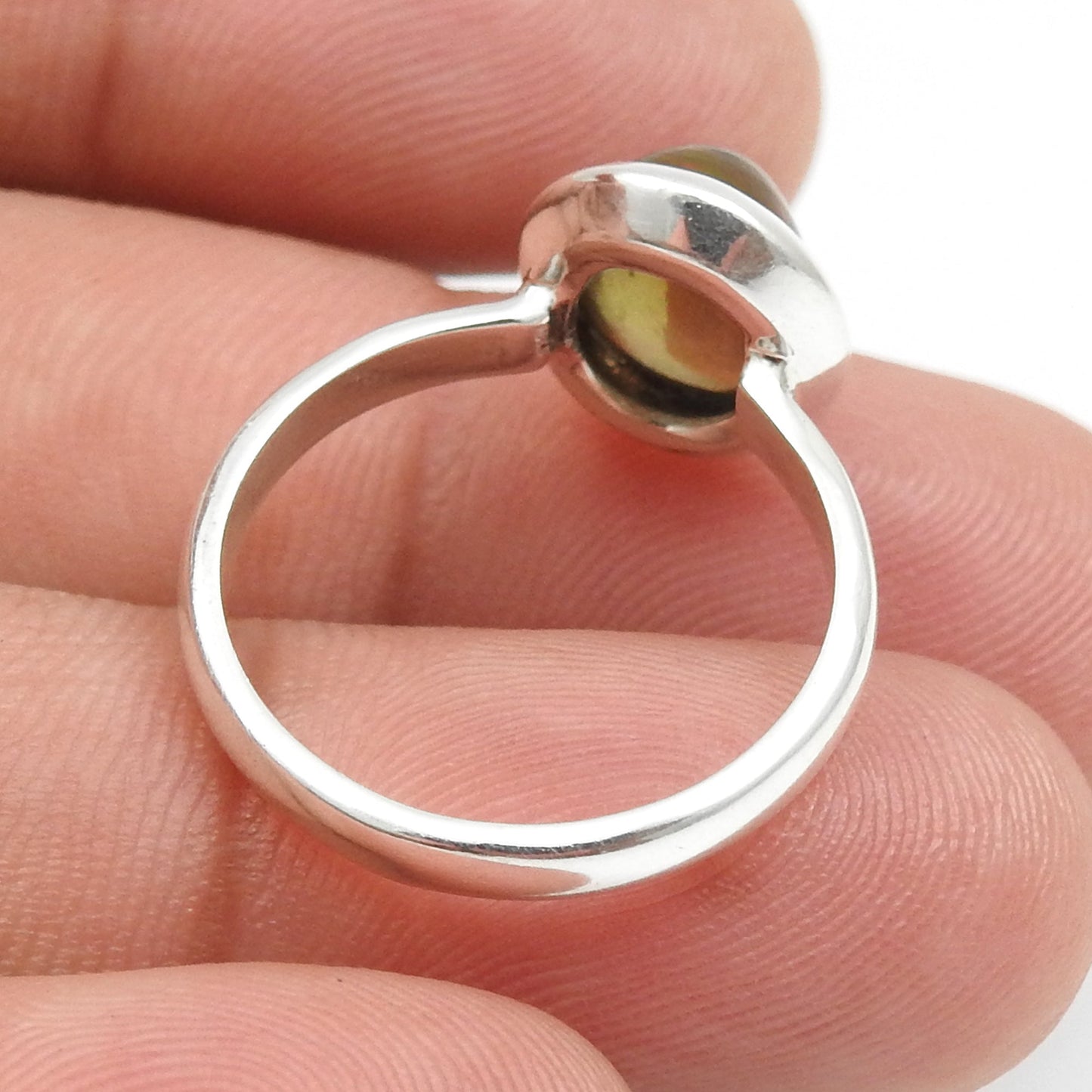 Oval Black Opal Gemstone 925 Sterling Silver Bezel New Band Ring Jewelry