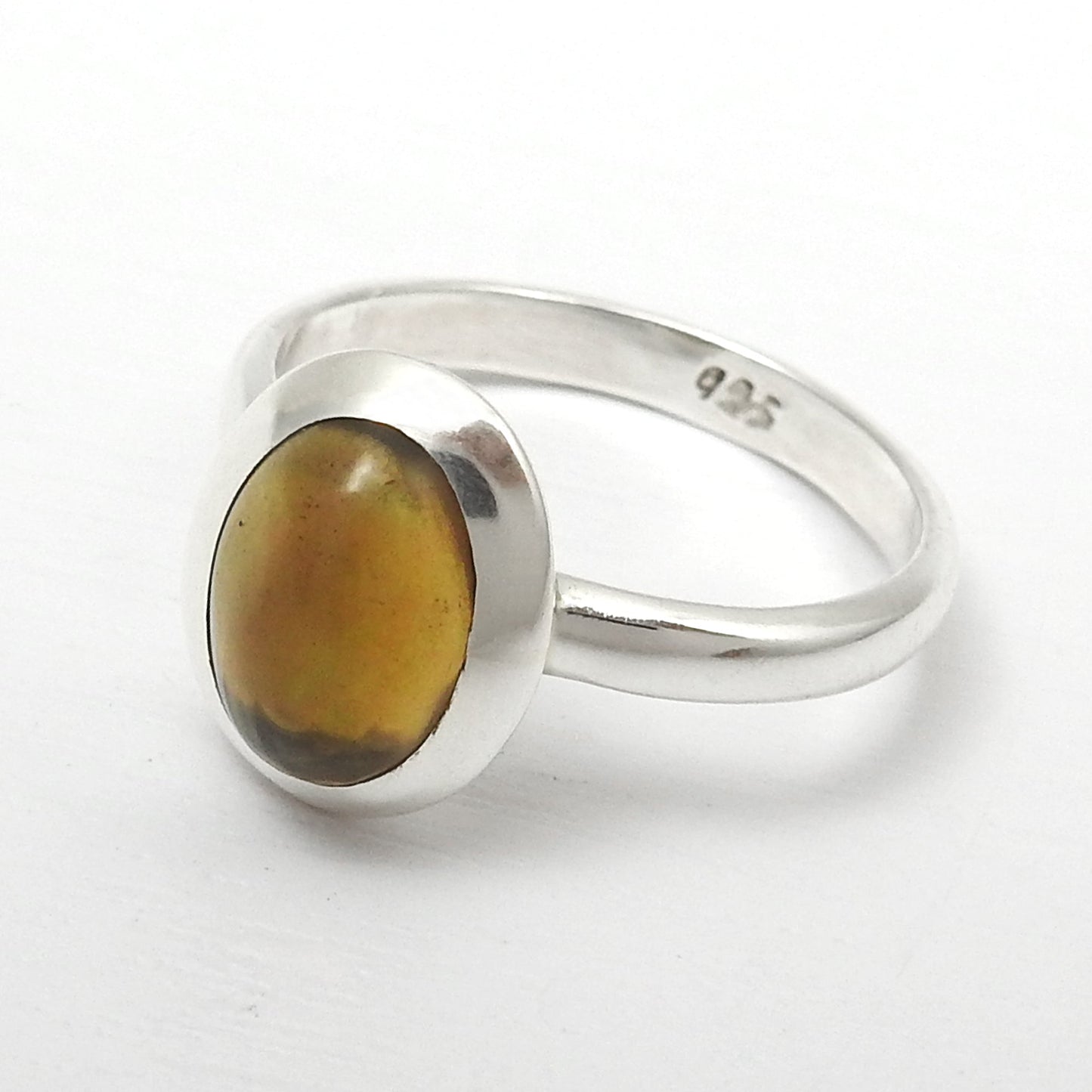 Black Opal Stone Elegant Bezel Band Ring Jewelry Solid Sterling Silver