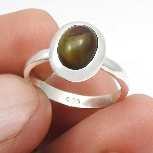 Christmas Gift Oval Black Opal Stone Mother Cocktail New Ring 925 Silver