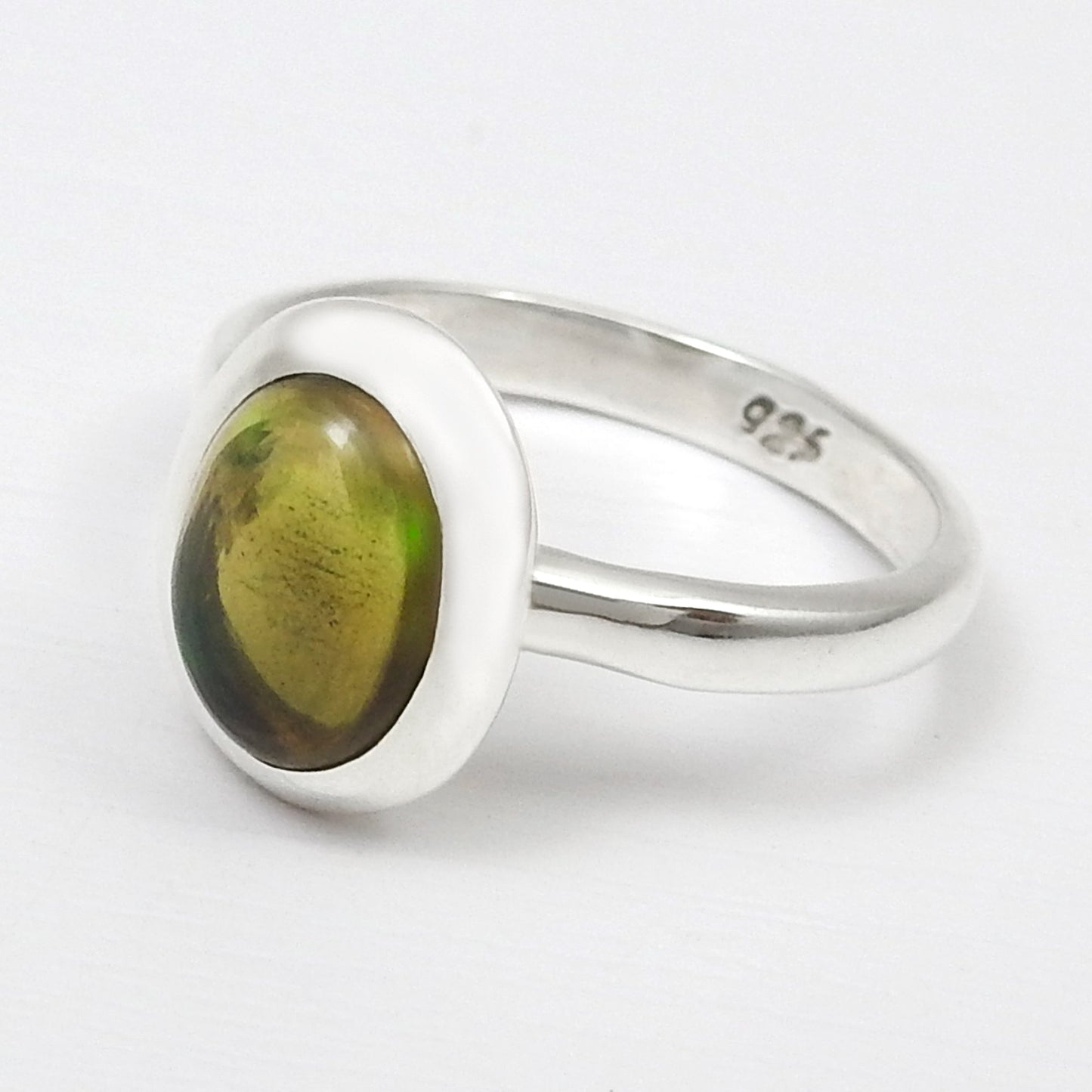Black Opal Stone Solid Silver Sister Band Christmas Gift Engagement Ring Jewelry