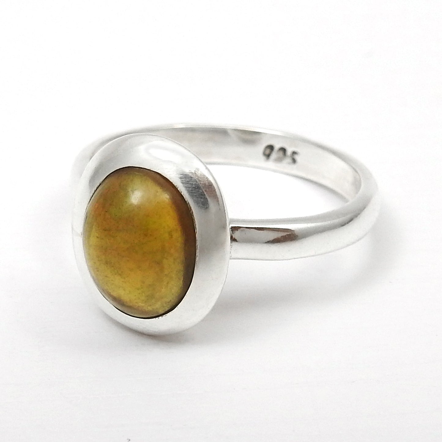 Black Opal Stone Solid Silver Bezel Cocktail Anniversary Ring Jewelry