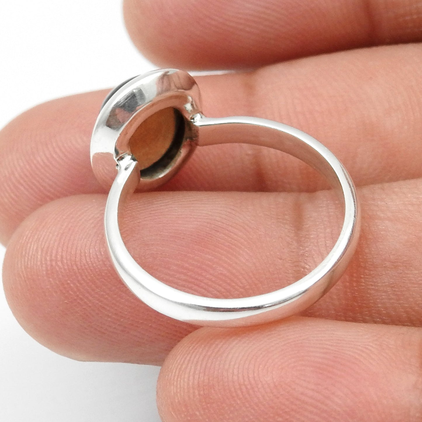 Black Opal Stone Solid Silver Bezel Cocktail Anniversary Ring Jewelry