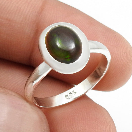 Black Opal Gemstone Solid Sterling Silver Handcrafted Statement Cocktail Ring