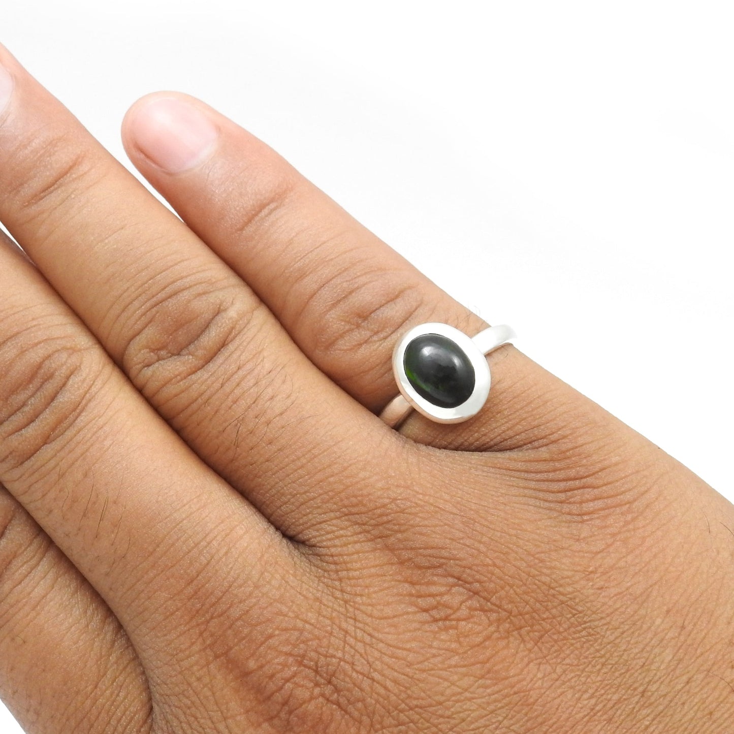 Black Opal Gemstone Solid Sterling Silver Handcrafted Statement Cocktail Ring