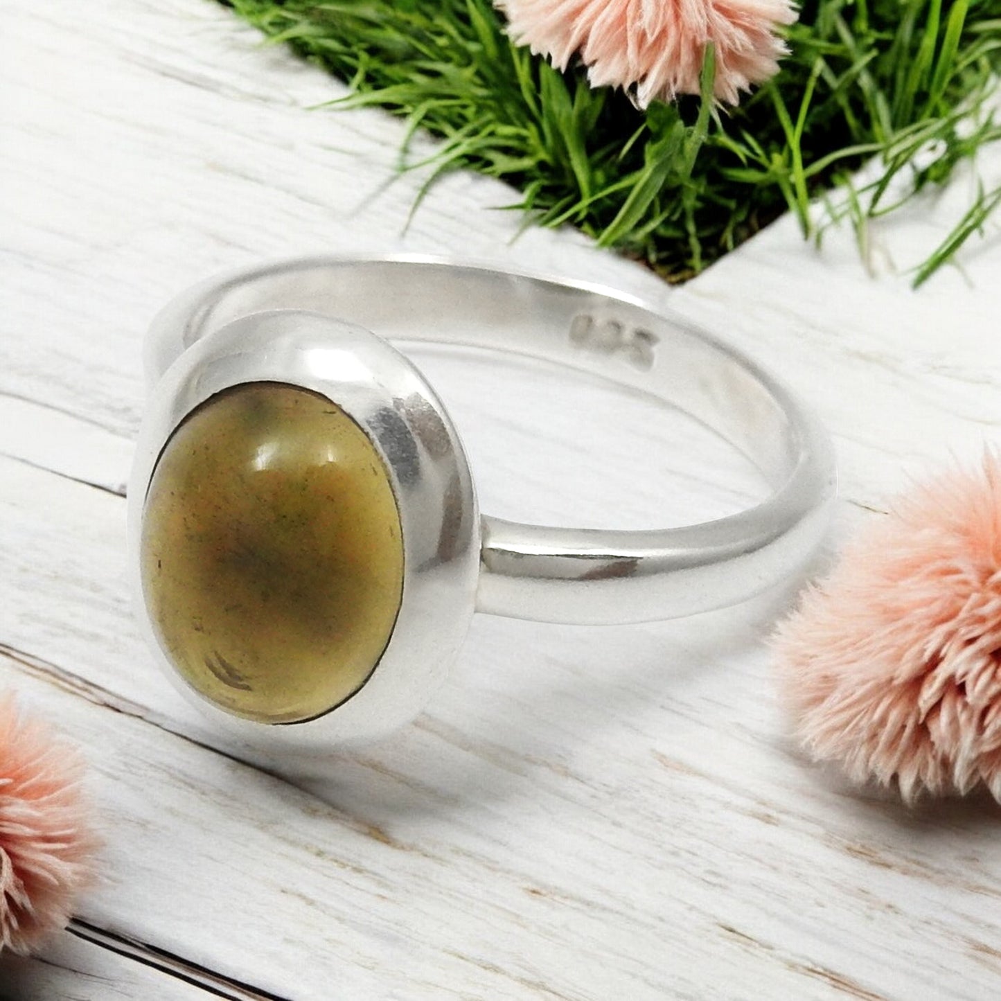 Black Opal Stone Band Bezel Statement Ring Jewelry Solid Sterling Silver