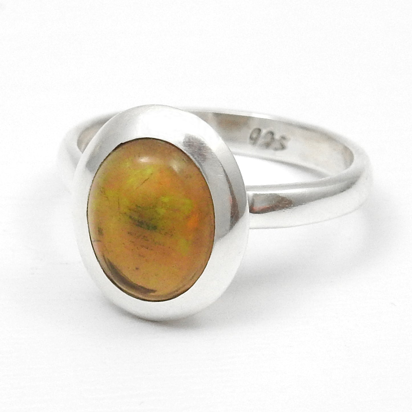 Black Opal Gemstone Trendy Bezel Band Wedding New Ring Jewelry 925 Silver
