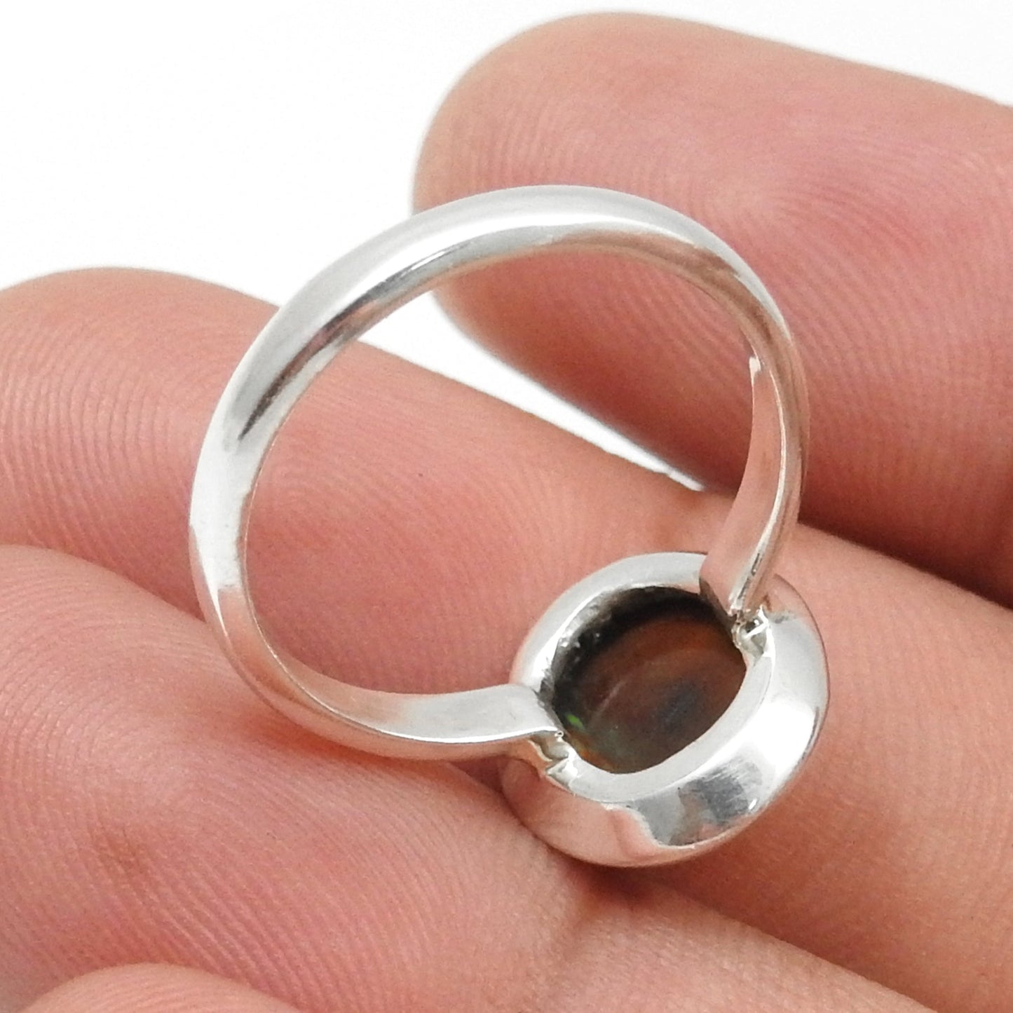 Black Opal Gemstone Trendy Bezel Band Wedding New Ring Jewelry 925 Silver