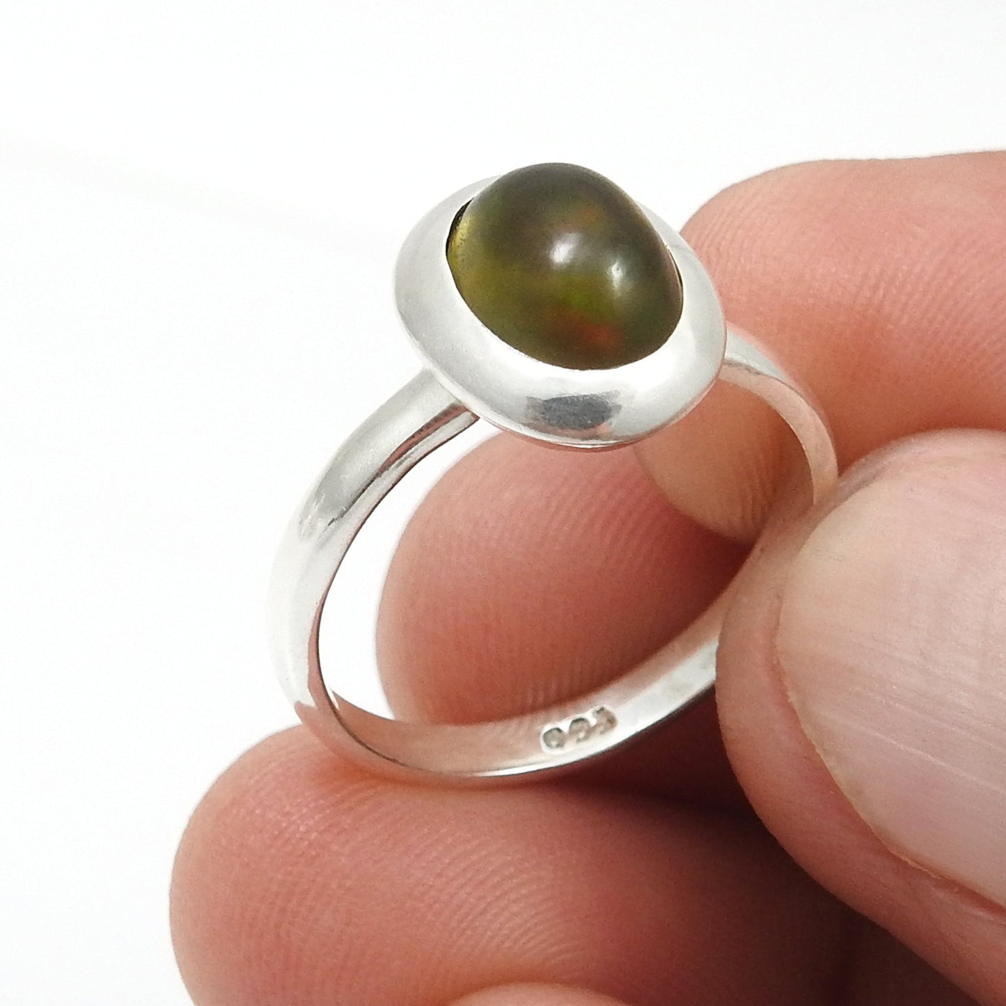 Christmas Gift Natural Black Opal Sterling Silver Cocktail Ring Jewelry