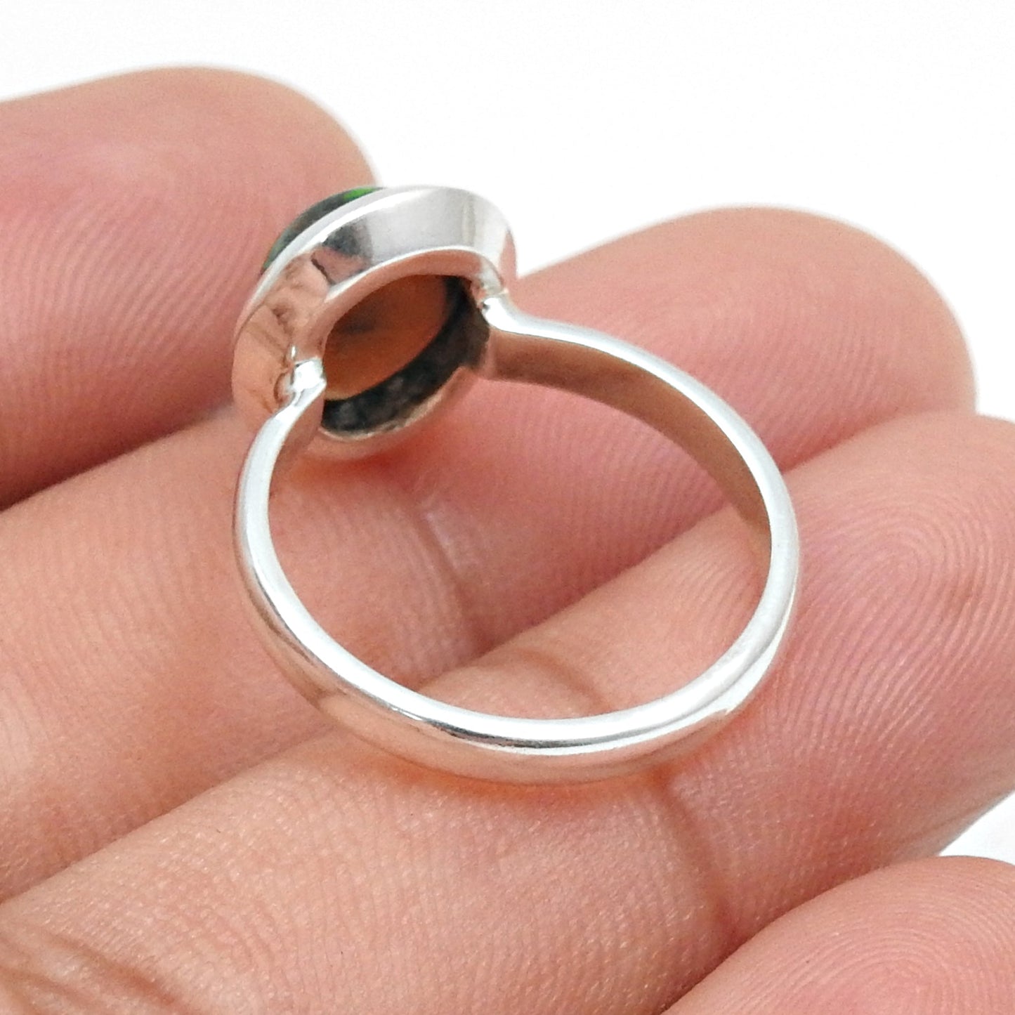 Christmas Gift Natural Black Opal Sterling Silver Cocktail Ring Jewelry