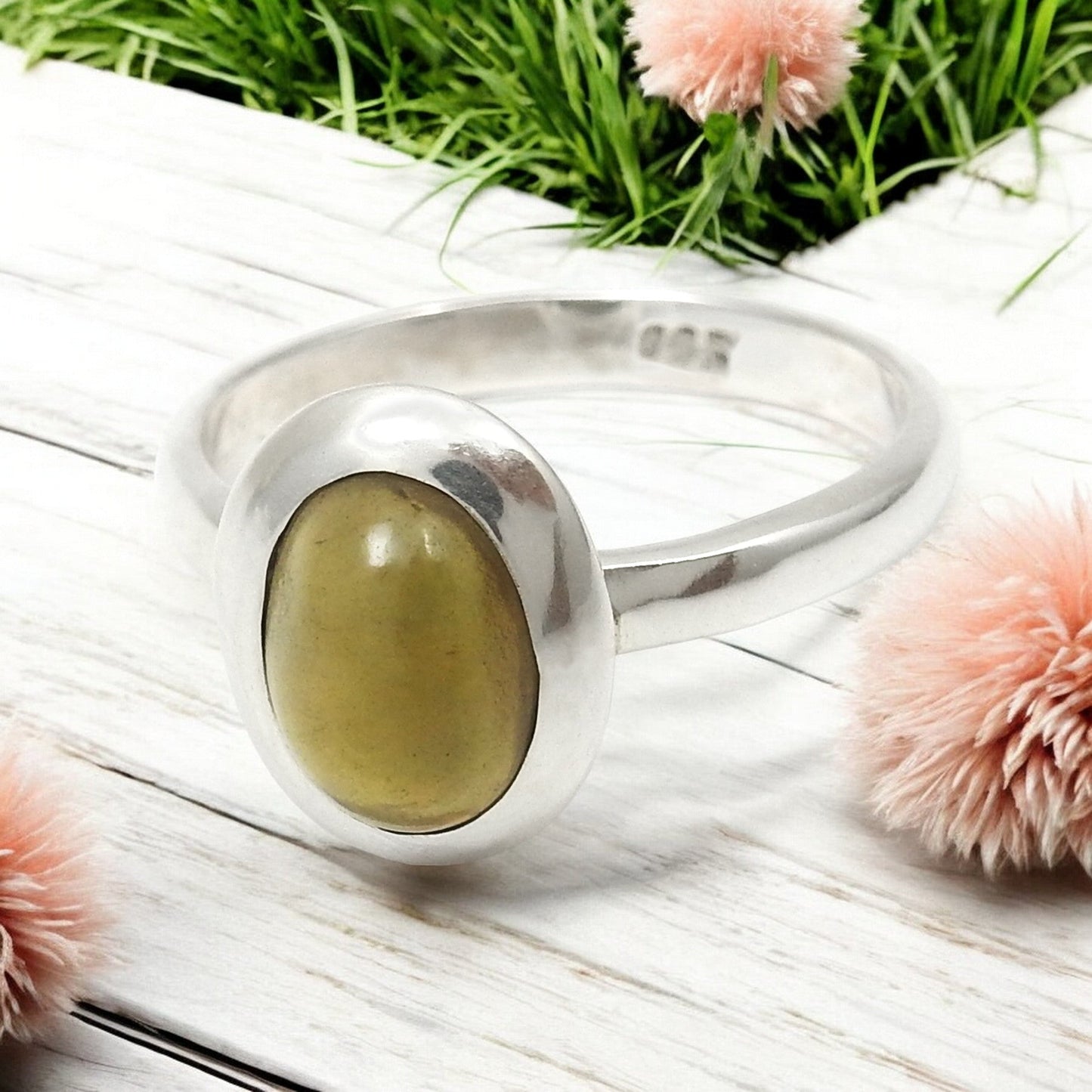 Christmas Gift Natural Black Opal Sterling Silver Cocktail Ring Jewelry