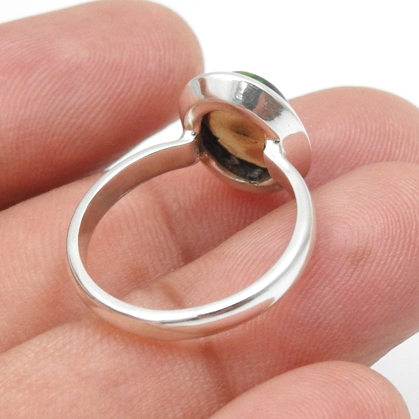 Black Opal Stone Sterling Silver Wedding Band Christmas Gift Ring Jewelry