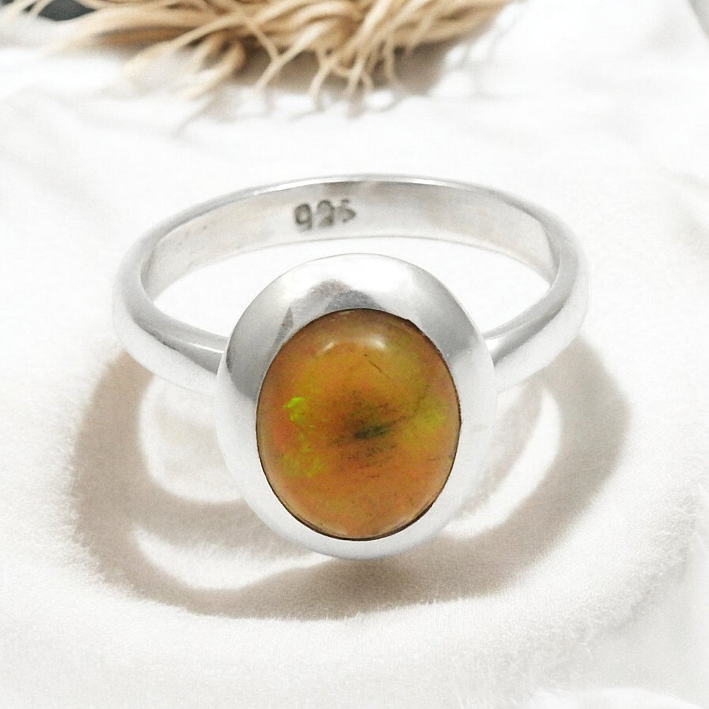 Black Opal Stone Sterling Silver Wedding Band Christmas Gift Ring Jewelry