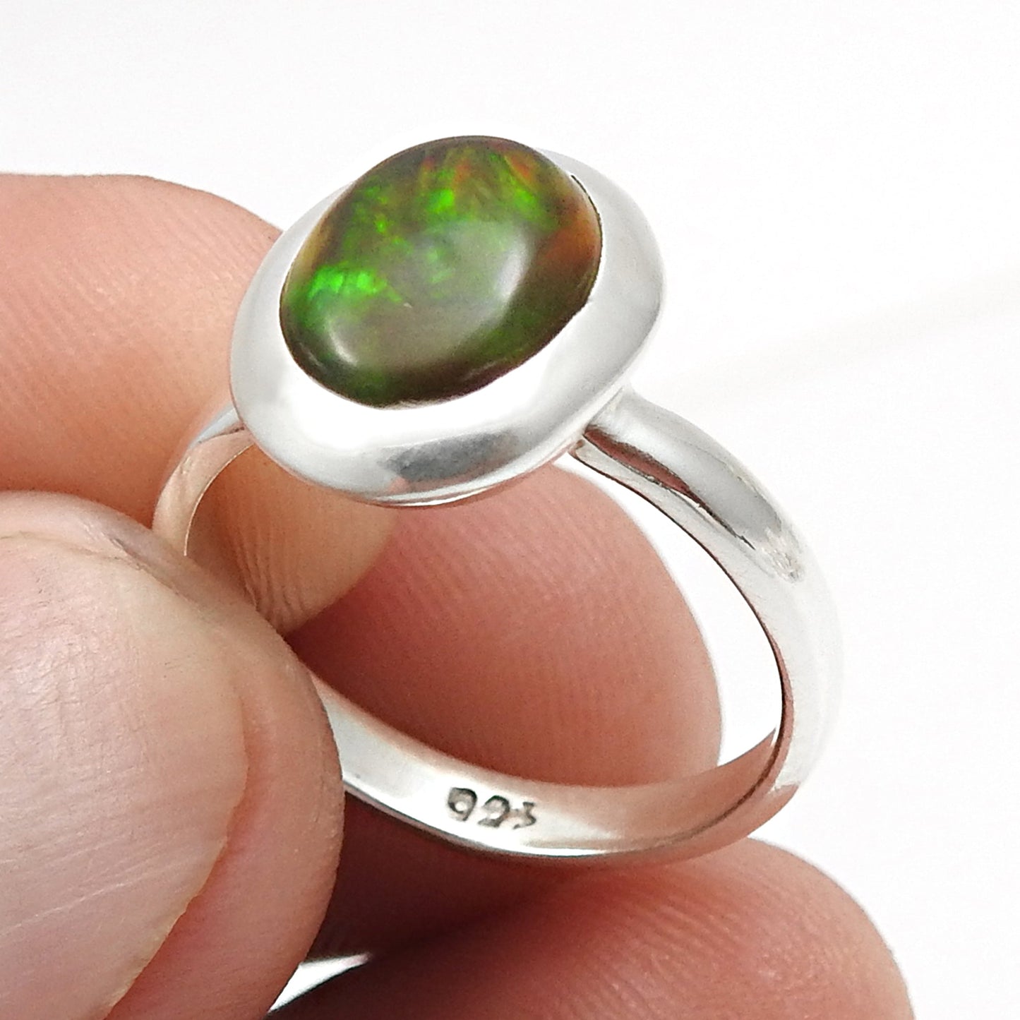 Black Opal Stone Sterling Silver Wedding Band Christmas Gift Ring Jewelry