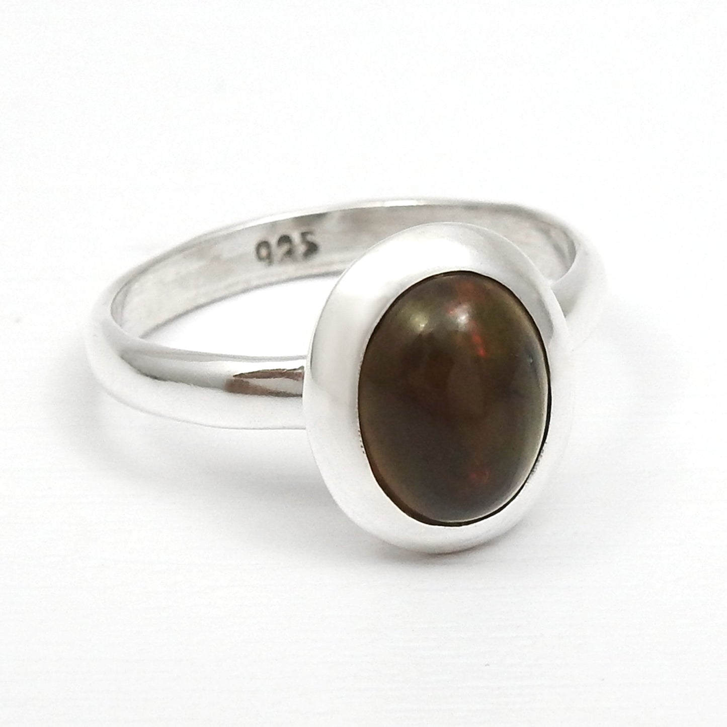 Natural Black Opal 925 Sterling Silver Statement Cocktail Ring Jewelry