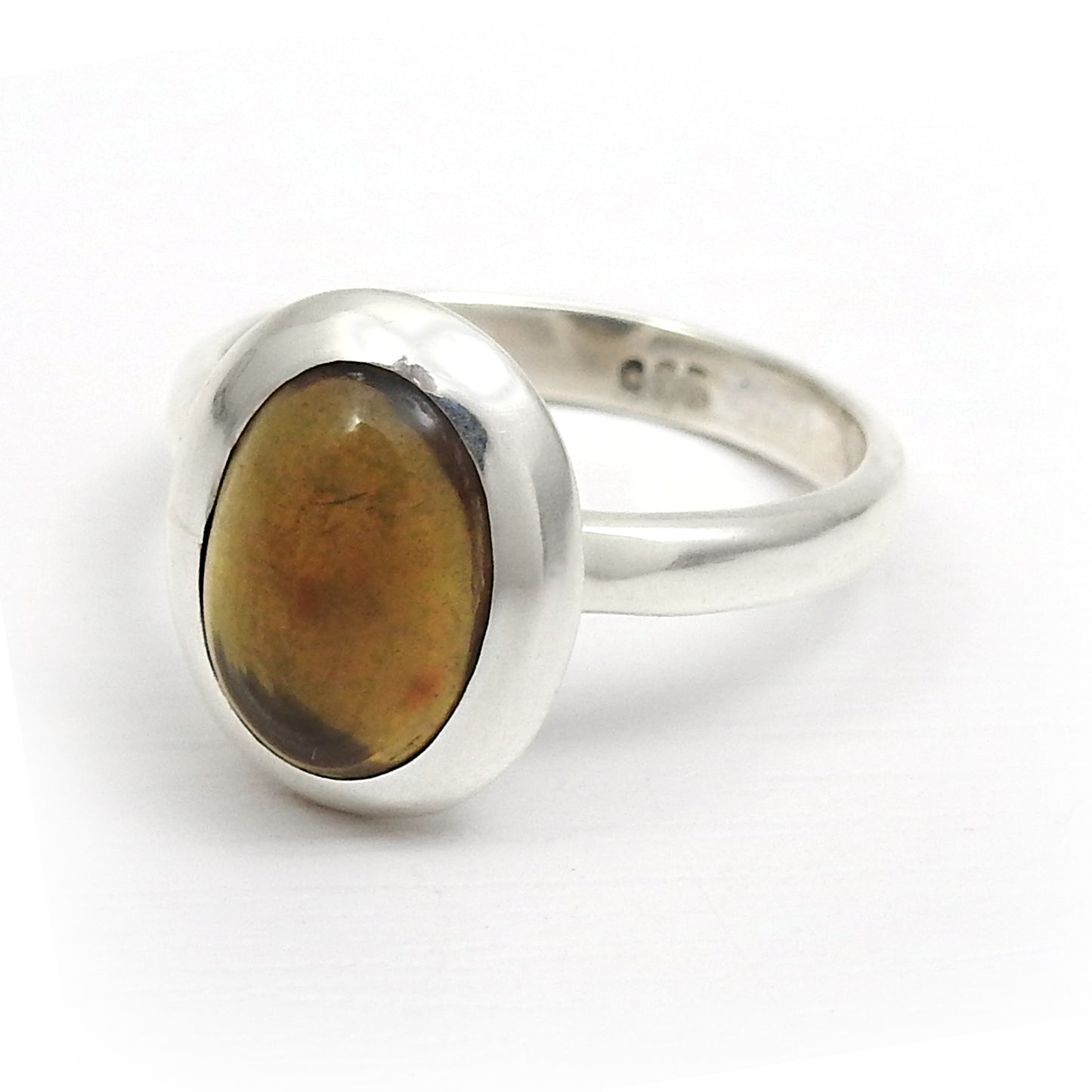 Natural Black Opal 925 Sterling Silver Handmade Promise Band Ring Jewelry
