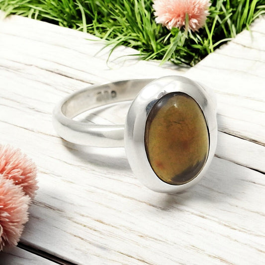 Natural Black Opal 925 Sterling Silver Handmade Promise Band Ring Jewelry