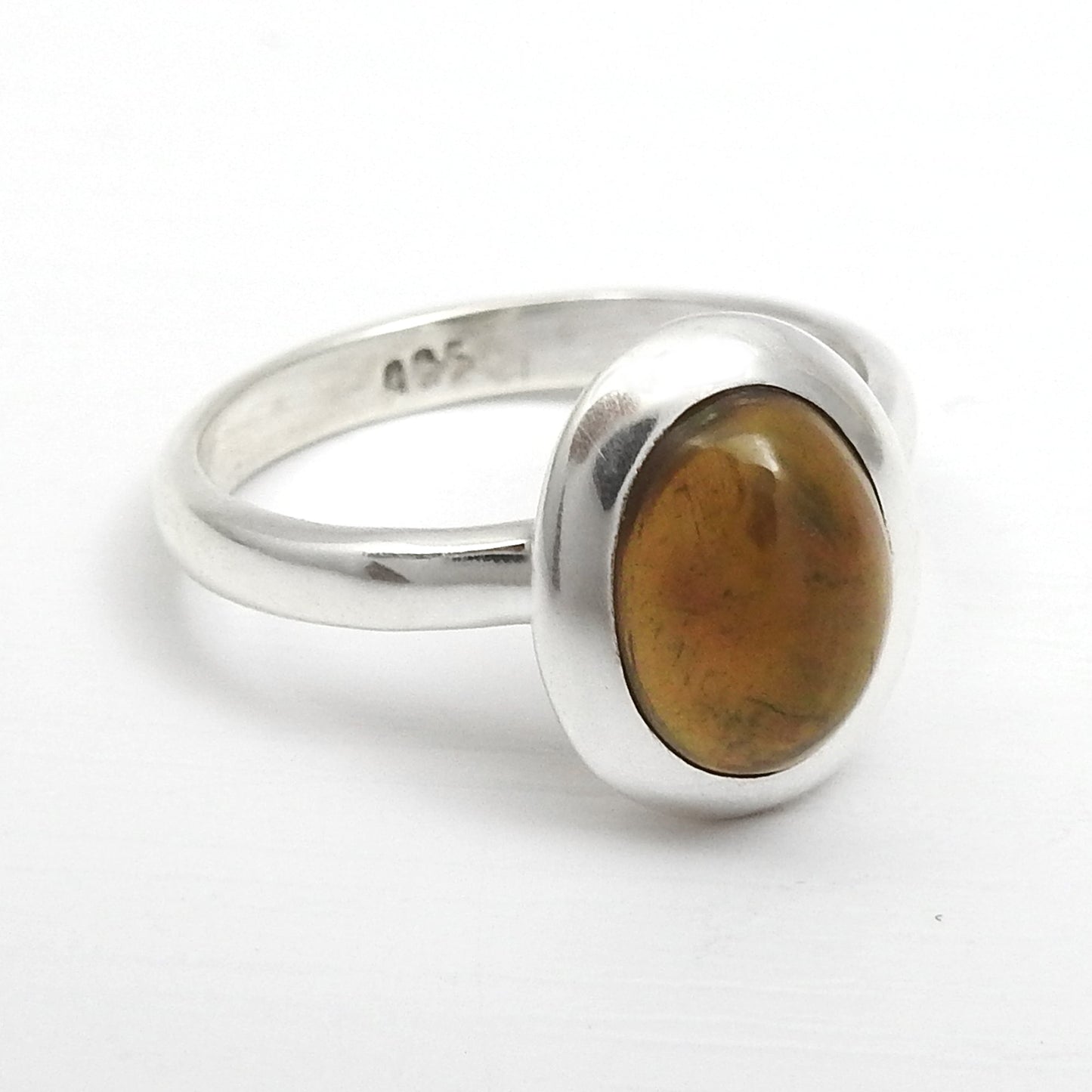 Black Opal Stone 925 Sterling Silver Cocktail Bezel Birthday Ring Jewelry