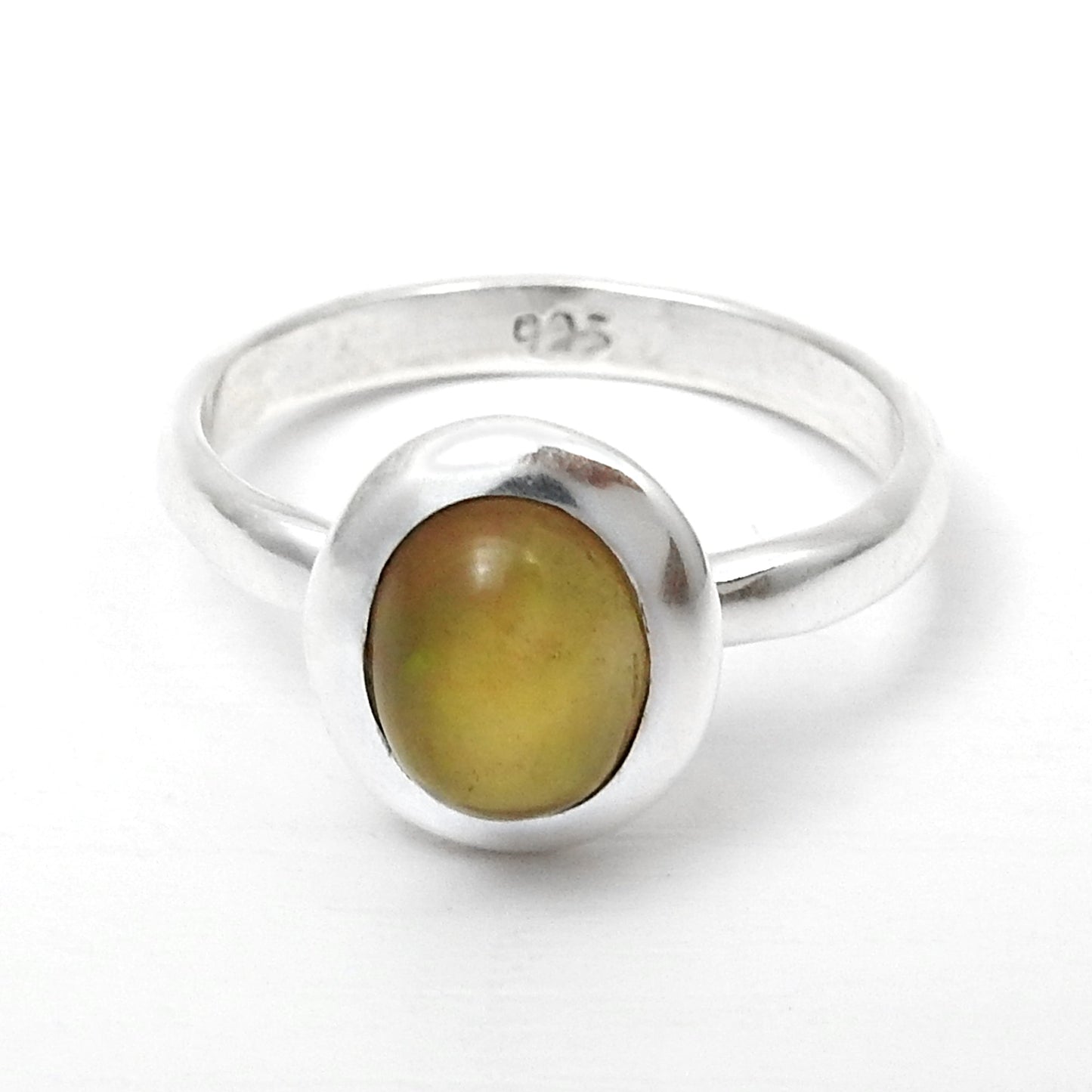 Oval Black Opal Gemstone 925 Silver New Band Promise Wife Statement Ring