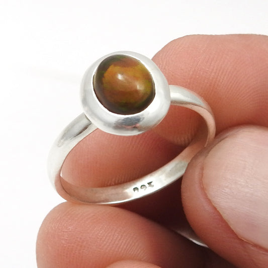 Black Opal Stone Statement Bezel Cocktail Anniversary Ring Jewelry 925 Silver