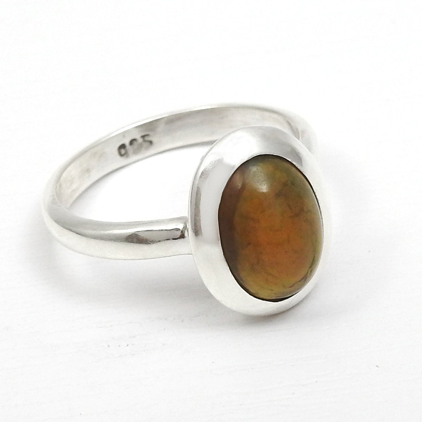 Oval Black Opal Stone Wife Birthday Band Anniversary Ring 925 Solid Silver