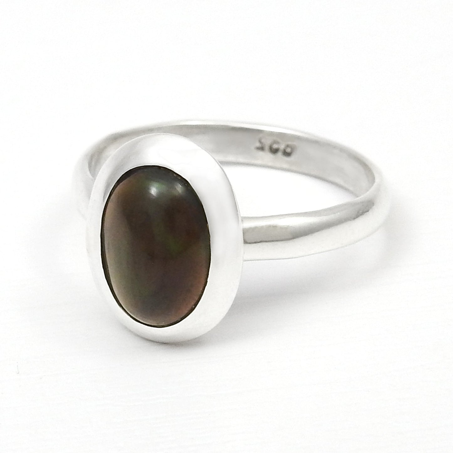 Black Opal Gemstone Solid Silver Cocktail Christmas Gift Wife Ring Jewelry