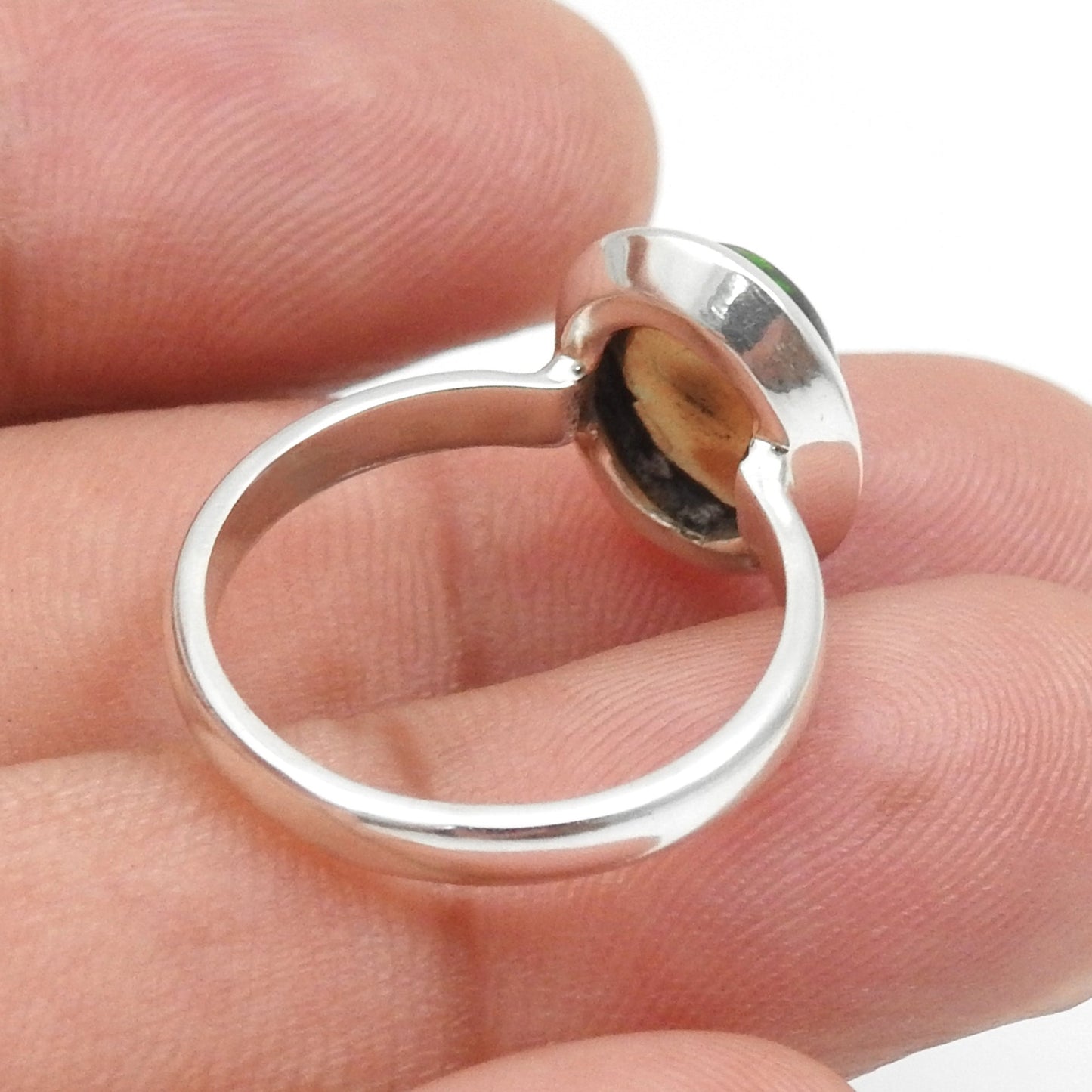 Natural Black Opal Solid Silver New Cocktail Christmas Gift Wife Ring