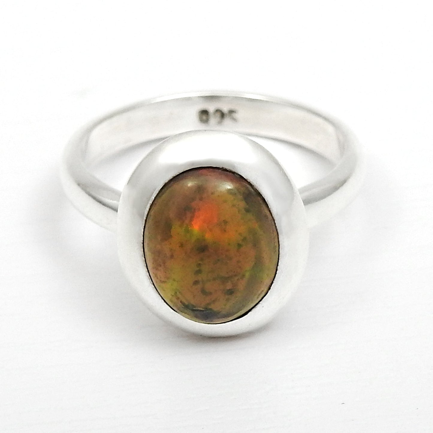 Black Opal Gemstone Solid Sterling Silver Cocktail Bezel Ring Jewelry