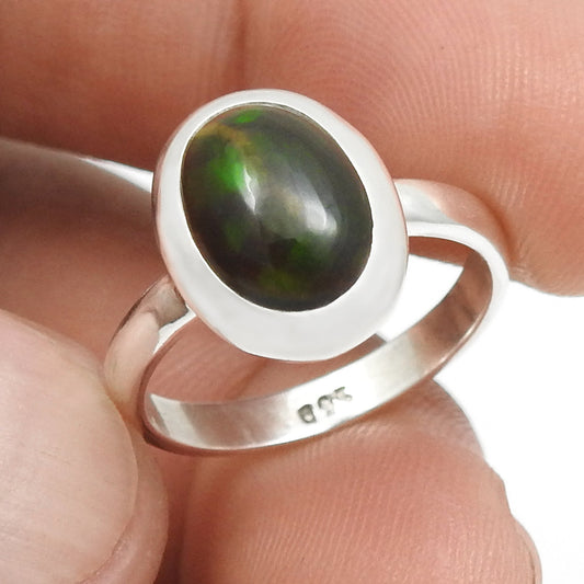 Natural Black Opal 925 Sterling Silver Statement Birthday Cocktail Handmade Ring
