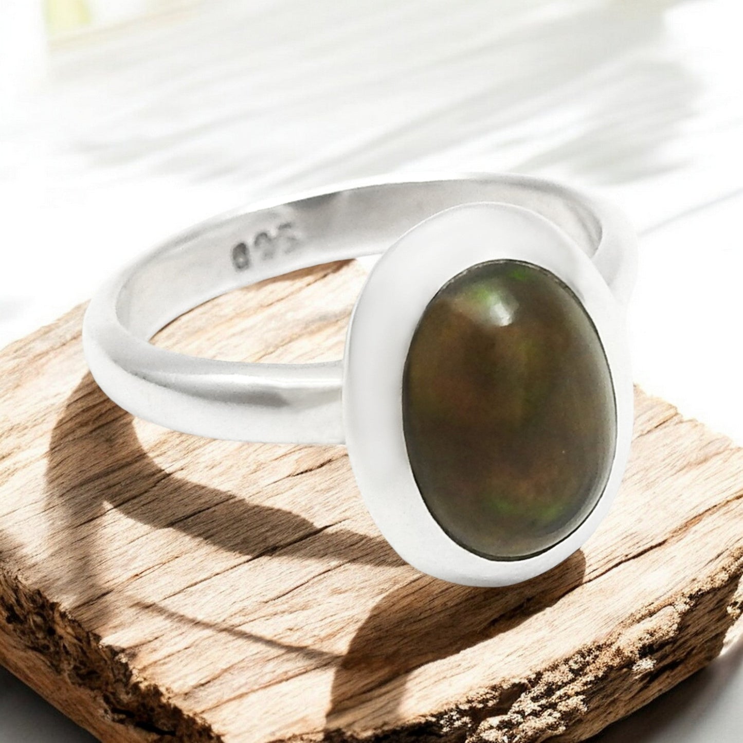 Natural Black Opal 925 Sterling Silver Statement Birthday Cocktail Handmade Ring