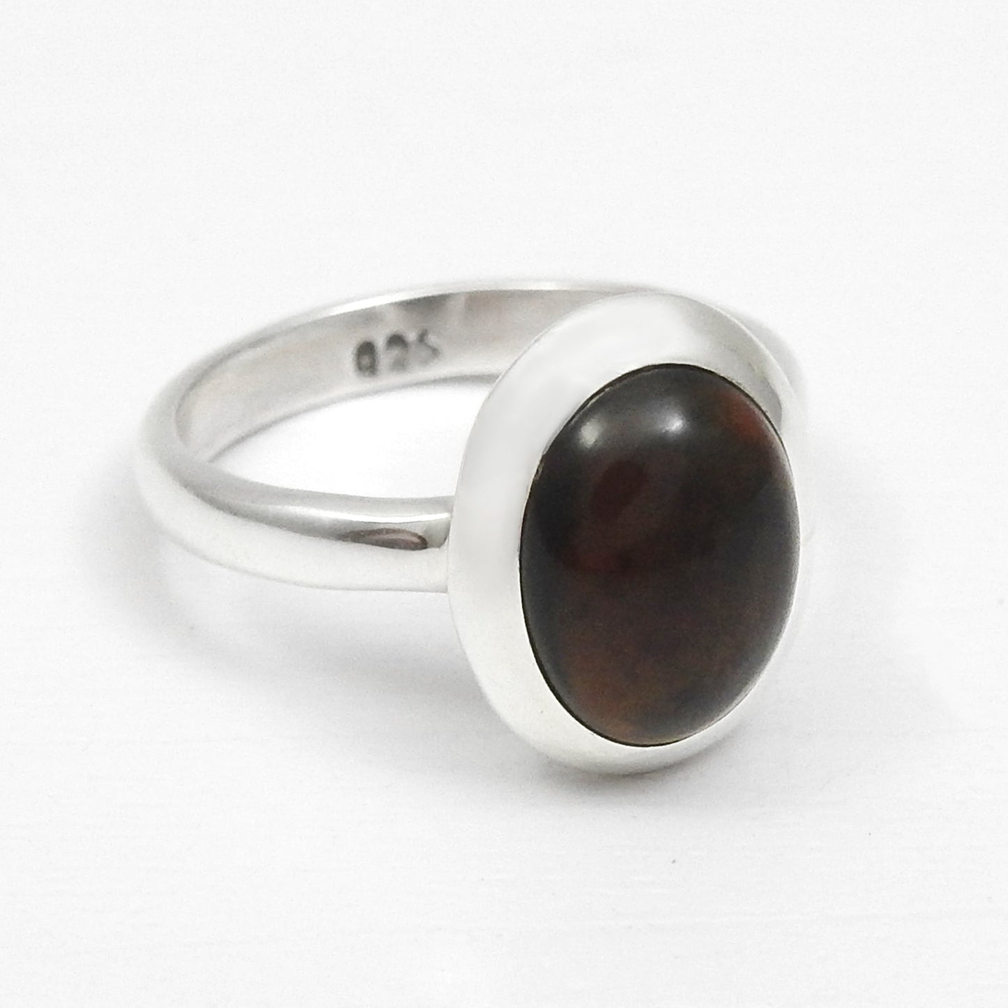 Christmas Gift Natural Black Opal Ethnic Engagement New Band Ring Solid Silver