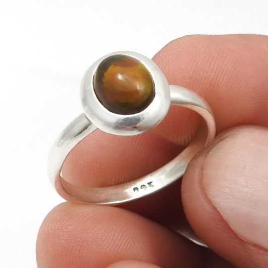 Black Opal Stone Statement Bezel Cocktail Anniversary Ring Jewelry 925 Silver