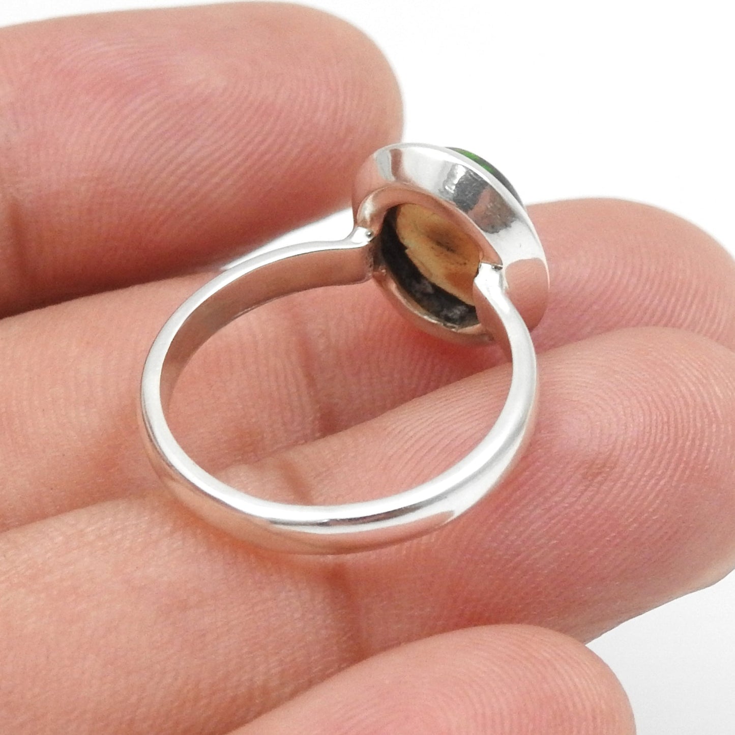 Black Opal Stone Statement Bezel Cocktail Anniversary Ring Jewelry 925 Silver