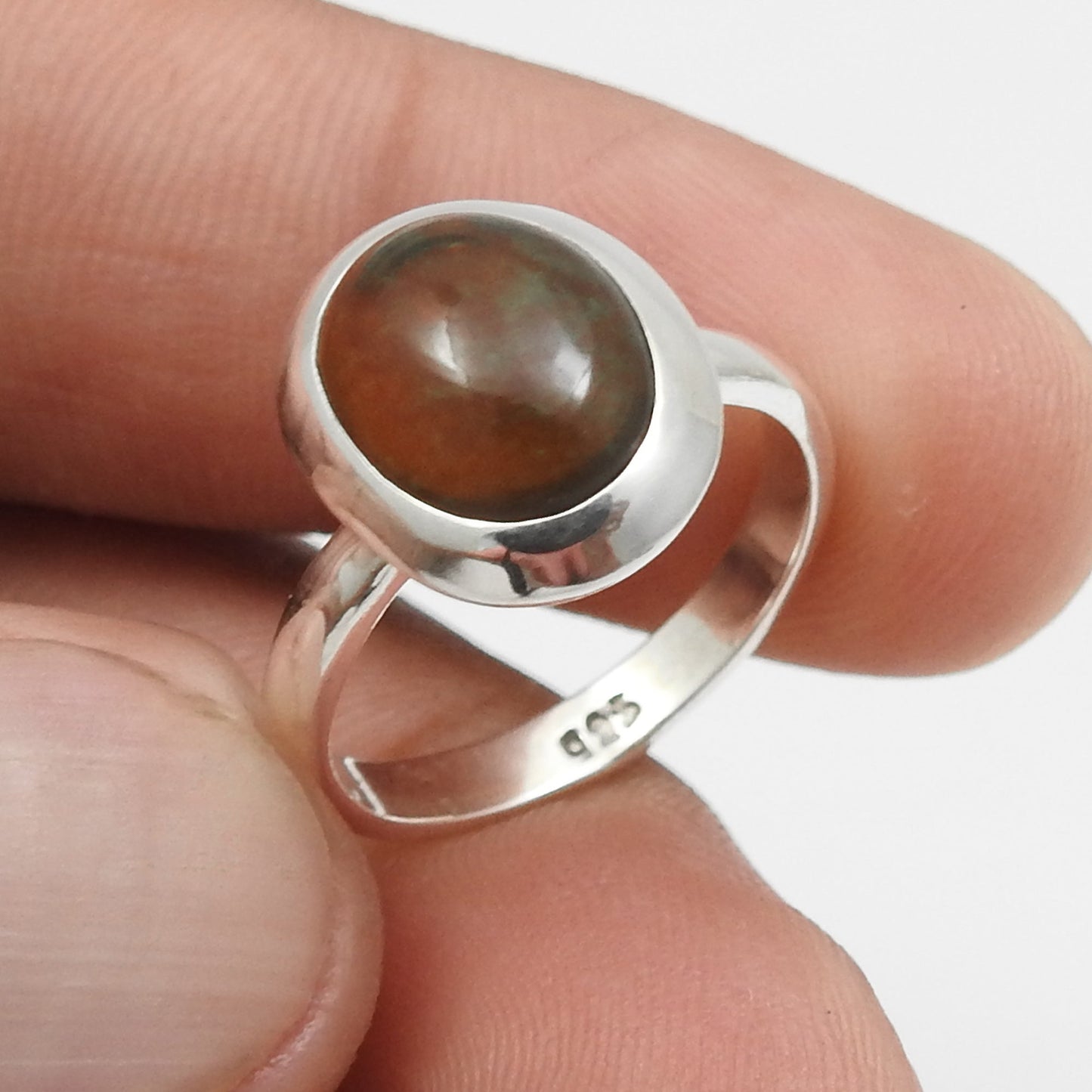 Black Opal Gemstone Sterling Silver Bezel Promise Handcrafted Band Ring