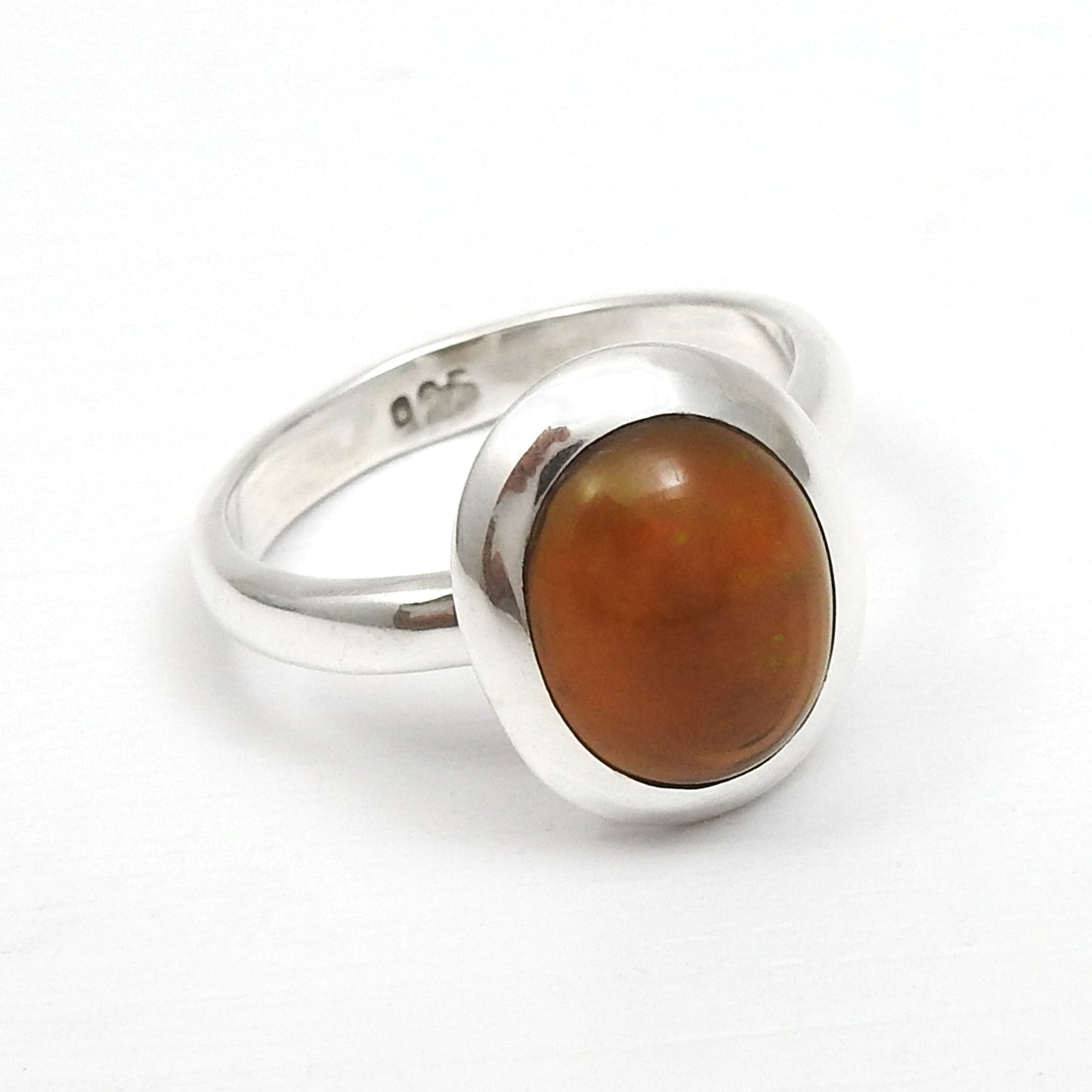 Black Opal Gemstone Sterling Silver Bezel Promise Handcrafted Band Ring