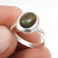 Oval Black Opal Stone Solid Silver Bezel Cocktail Trendy Statement Ring