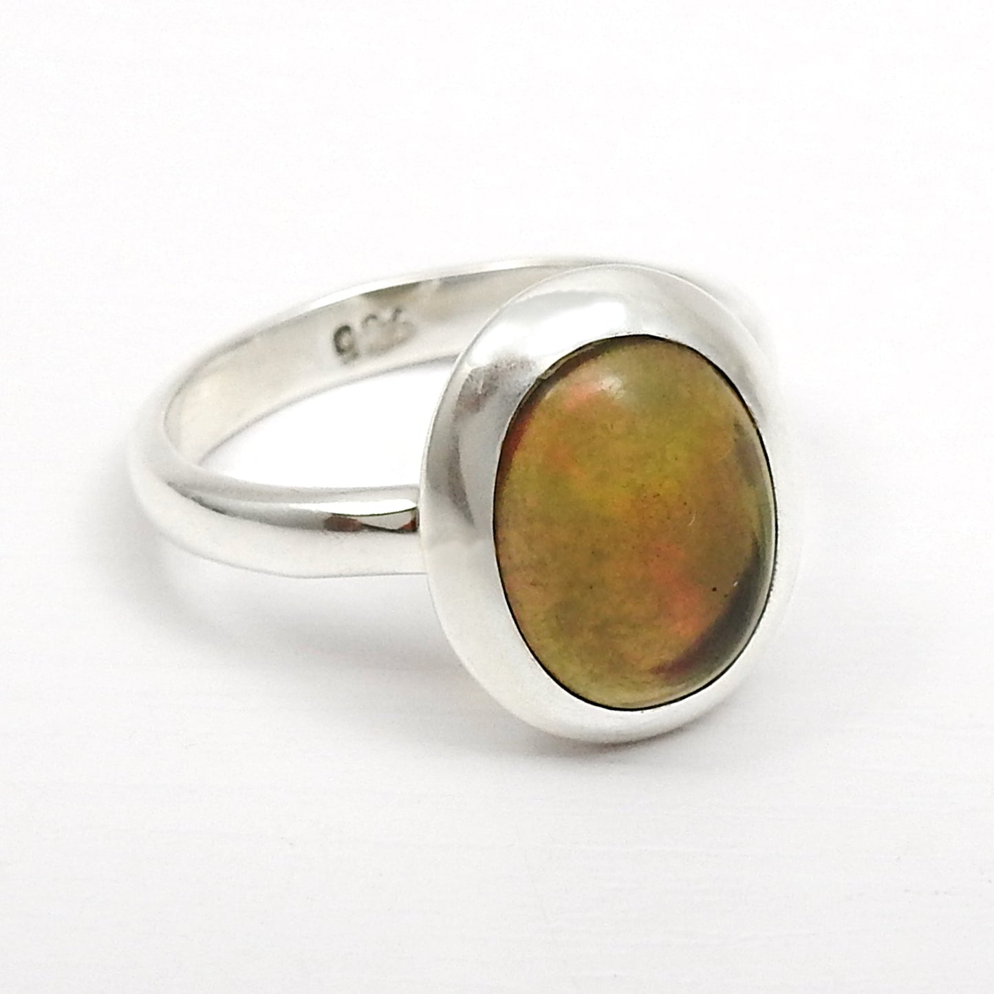 Christmas Gift Black Opal Gemstone 925 Sterling Silver Boho Band Bezel New Ring