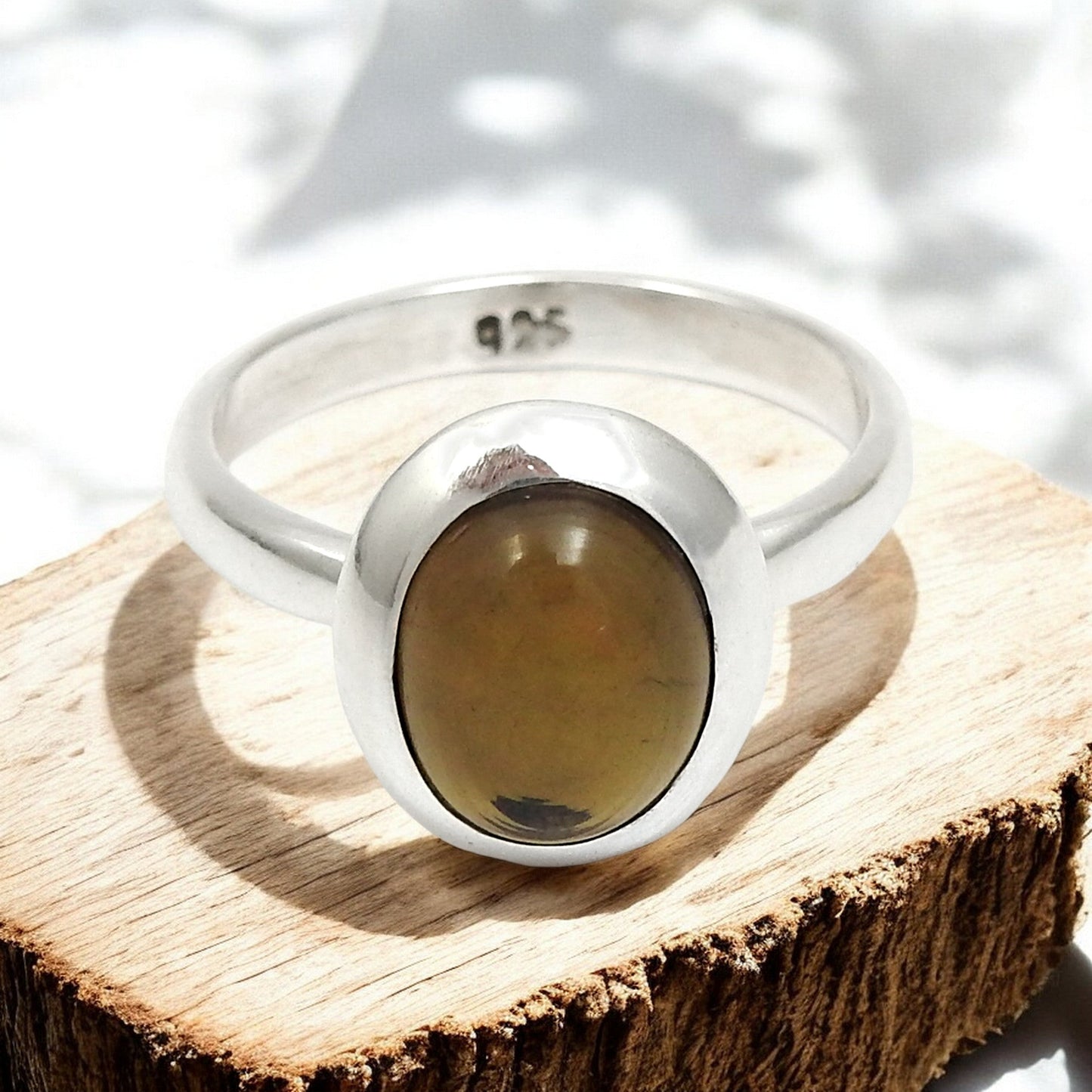 Oval Black Opal Stone 925 Sterling Silver Engagement Daughter Cocktail Ring