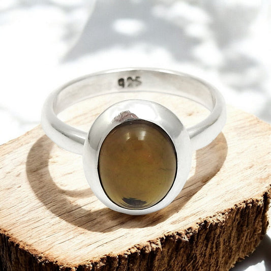 Oval Black Opal Stone 925 Sterling Silver Engagement Daughter Cocktail Ring