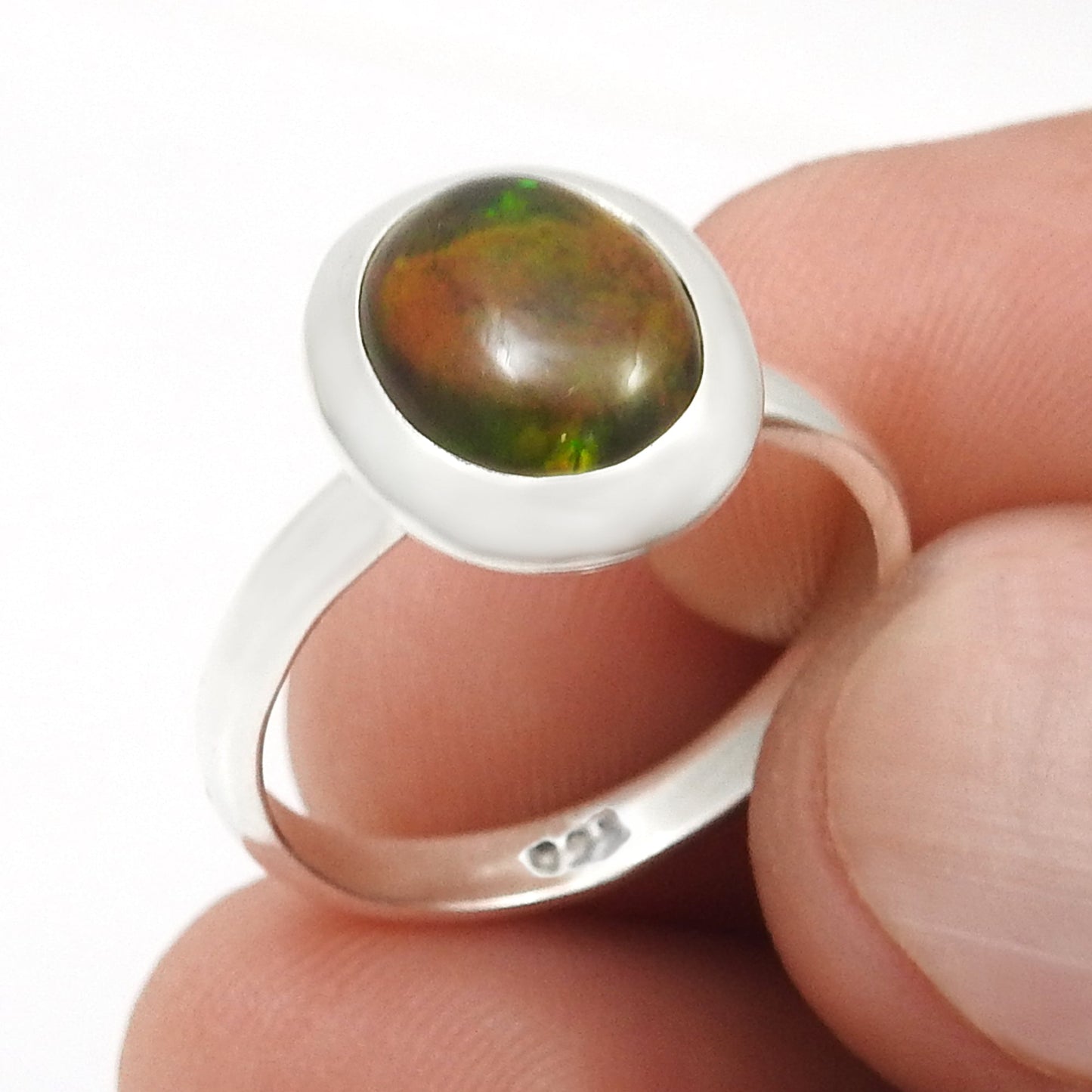 Black Opal Gemstone Statement Cocktail Christmas Gift Wife Ring 925 Solid Silver