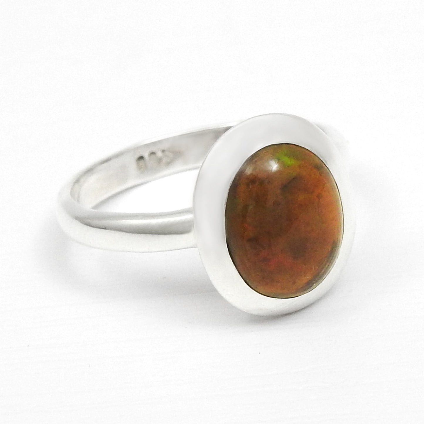 Black Opal Gemstone Statement Cocktail Christmas Gift Wife Ring 925 Solid Silver