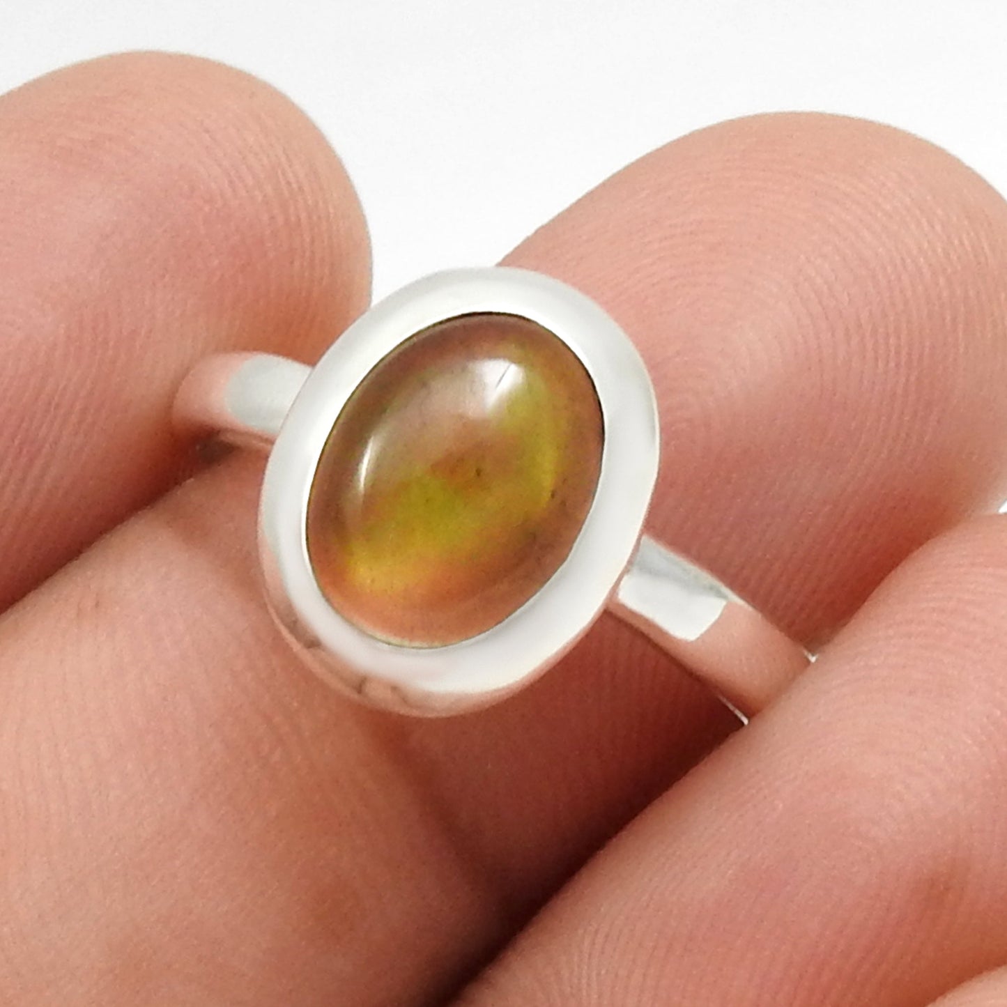 Black Opal Stone Solid Sterling Silver Sister New Band Bezel Ring Jewelry