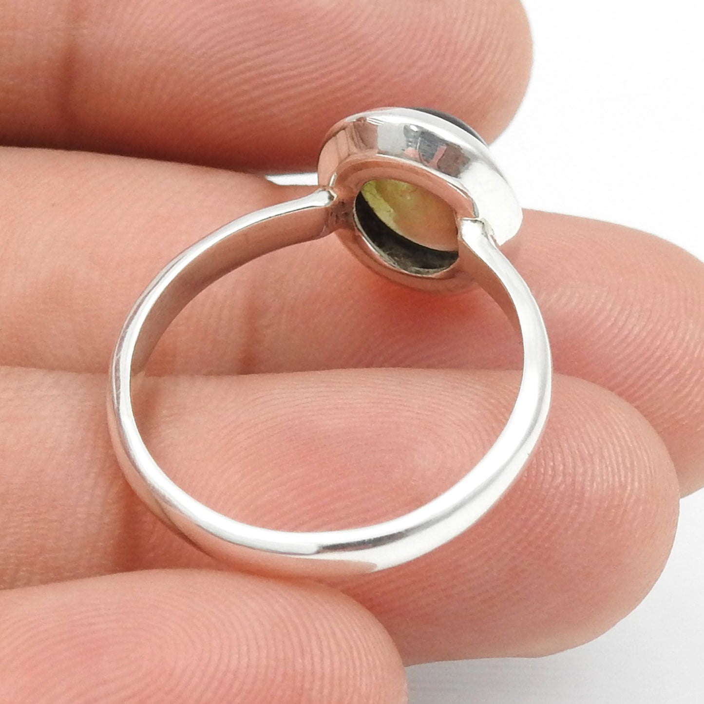 Black Opal Stone Solid Sterling Silver Sister New Band Bezel Ring Jewelry