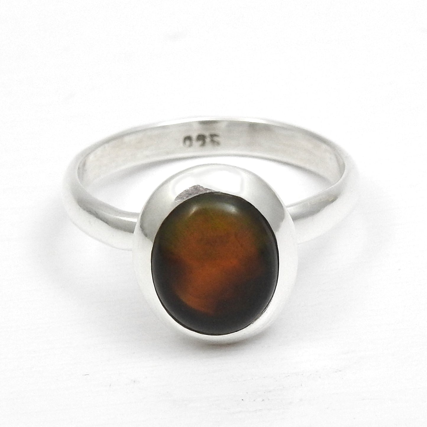 Black Opal Stone 925 Silver Bezel Wedding Cocktail Sister Boho Ring Jewelry