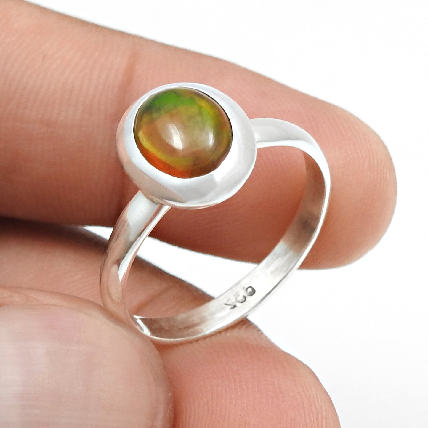 Oval Black Opal Gemstone 925 Solid Silver Band Christmas Gift Handmade Wife Ring