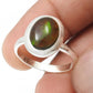 Oval Black Opal Gemstone Solid Sterling Silver Boho Statement Promise Band Ring